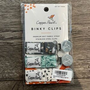 Copper Pearl Set of 3 Binky Clips Pacifier Paci Newborn Baby NWT
